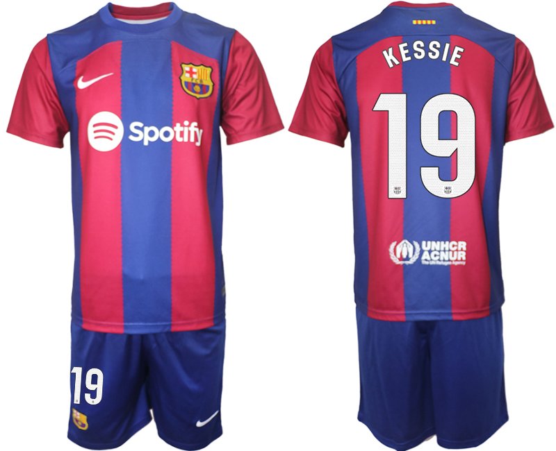 Fotbalový dres Domácí FC Barcelona 2023/24 Krátkým Rukávem KESSIE 19 potisk