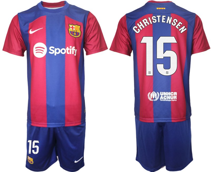 Fotbalový dres Komplet domácí FC Barcelona 2023/24 Krátký Rukáv Christensen 15 potisk