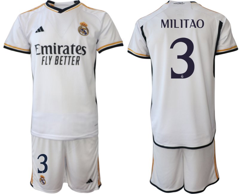 Fotbalový dres Real Madrid 23/24 Domácí Krátký Rukáv Militao 3