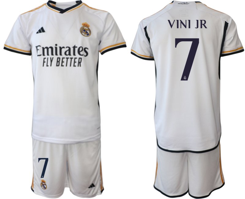 Fotbalový dres VINI JR. 7 Real Madrid Domácí 2023/24 Krátký Rukáv + trenýrky