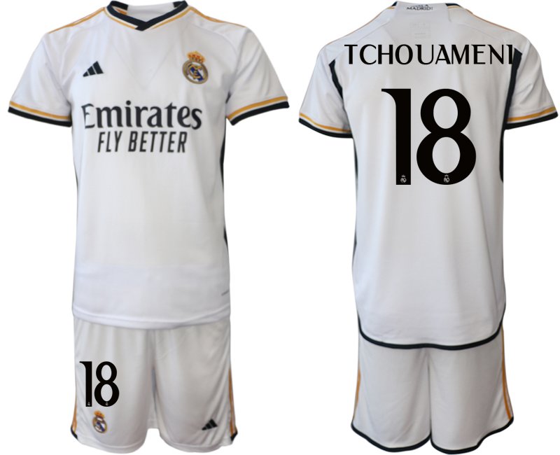 Fotbalový klubový dres Real Madrid 23/24 Domácí Krátký Rukáv Tchouameni 18