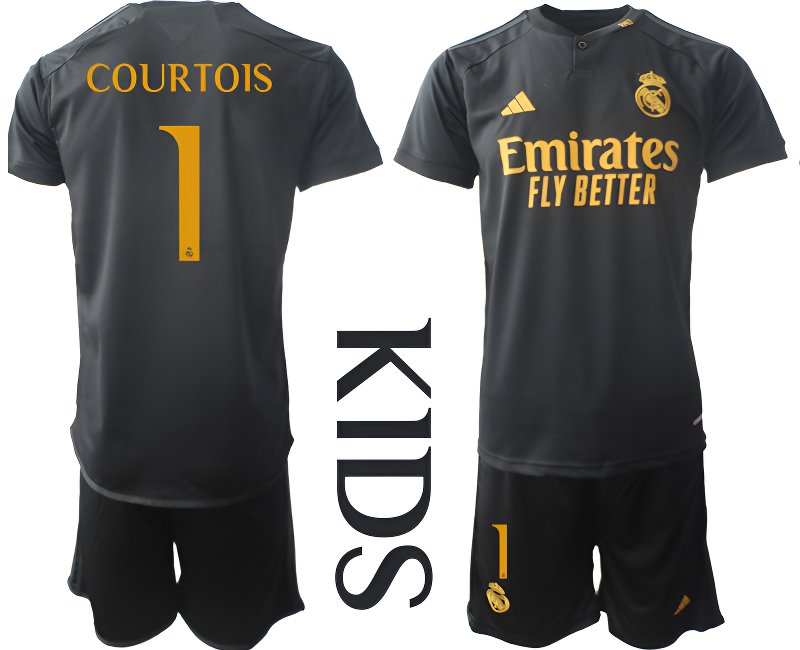 Courtois 1 Real Madrid Dětské Fotbalové Dresy Komplet 2023-2024 Alternativní