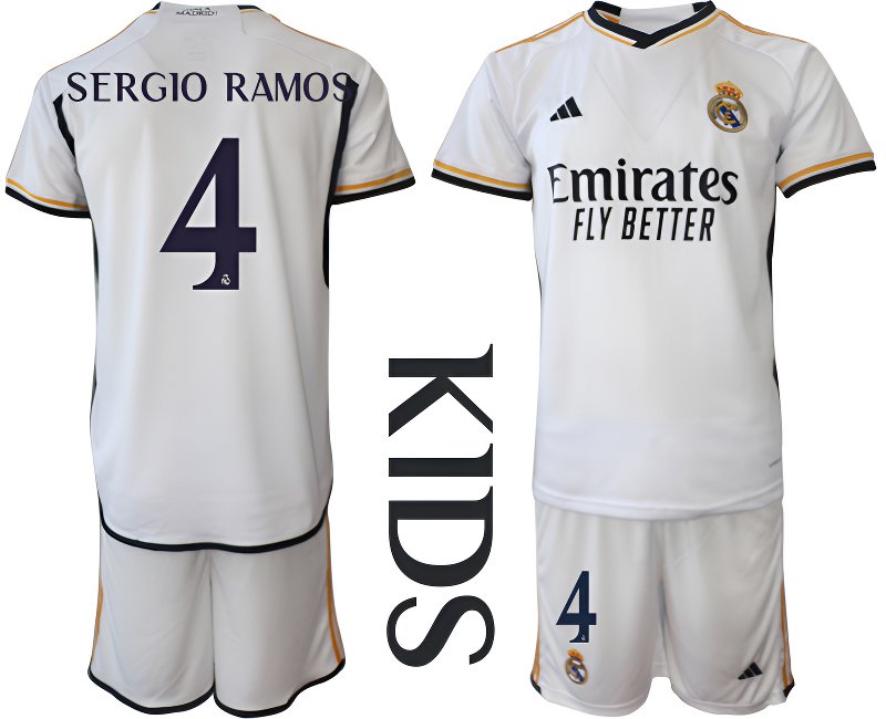 Dětský Domácí Real Madrid 2023/24 Fotbalový Dres Krátký Rukáv SERGIO RAMOS 4