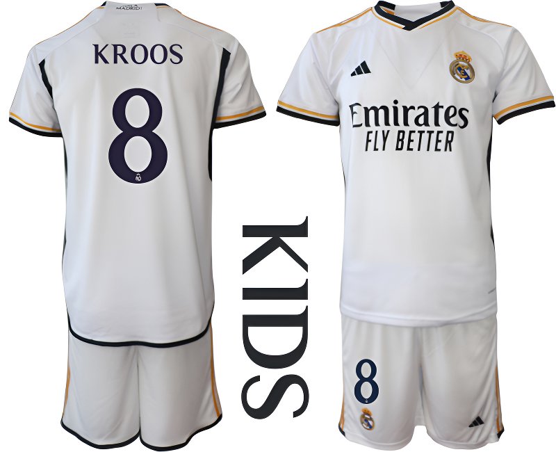 Dětský Fotbalový dres set Real Madrid 2023/24 Domácí Krátký Rukáv KROOS 8