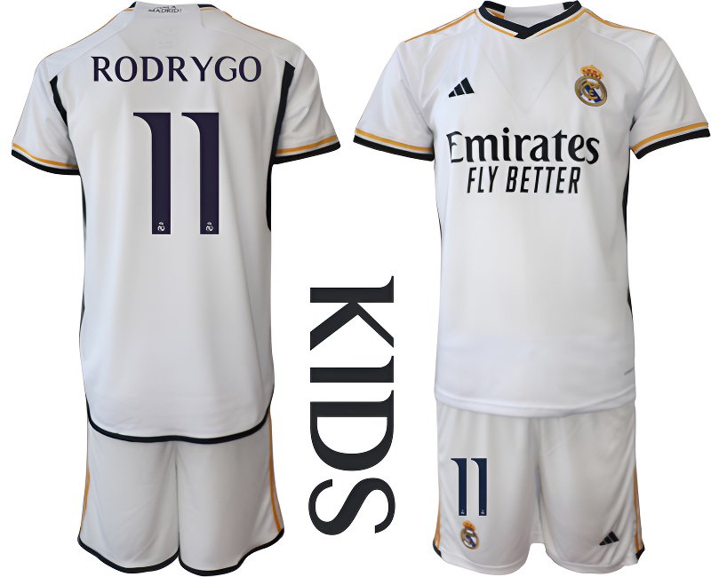 Fotbalový Dres Dětský Domácí Real Madrid 2023/24 Krátký Rukáv RODRYGO 11