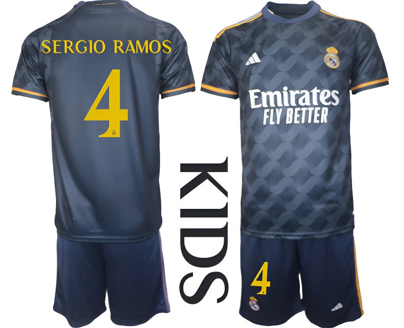 Fotbalový Dres Real Madrid Dětské Venkovní 23/24 Krátký Rukáv - SERGIO RAMOS 4