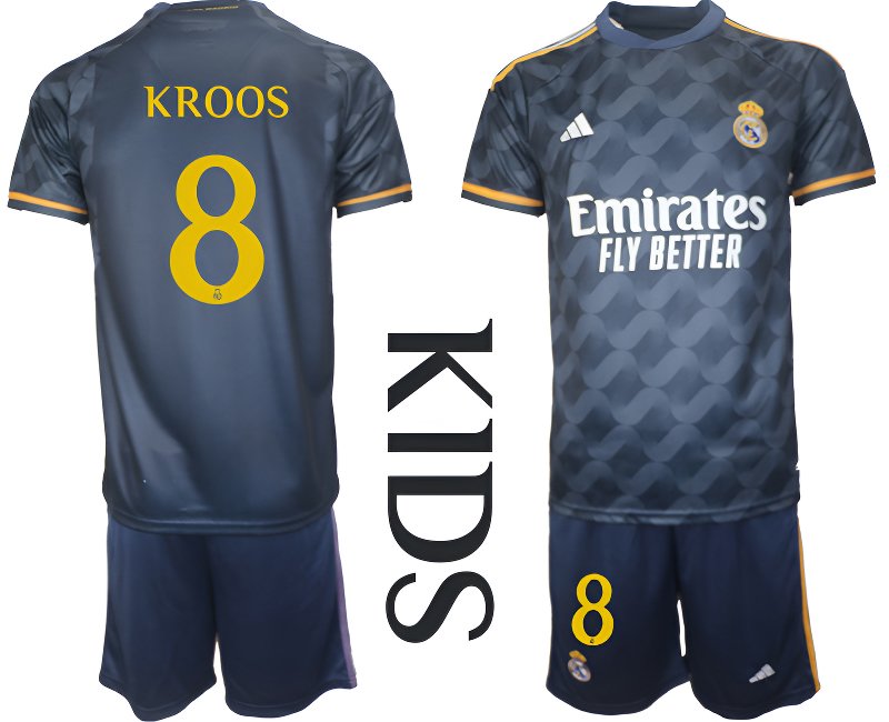 Fotbalový Dres Real Madrid KROOS 8 Dětské Venkovní 2023/24 Krátký Rukáv