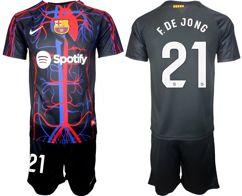 FC Barcelona x Patta 2023/24 Fotbalové Dresy Komplet Krátkým Rukávem F.De Jong 21