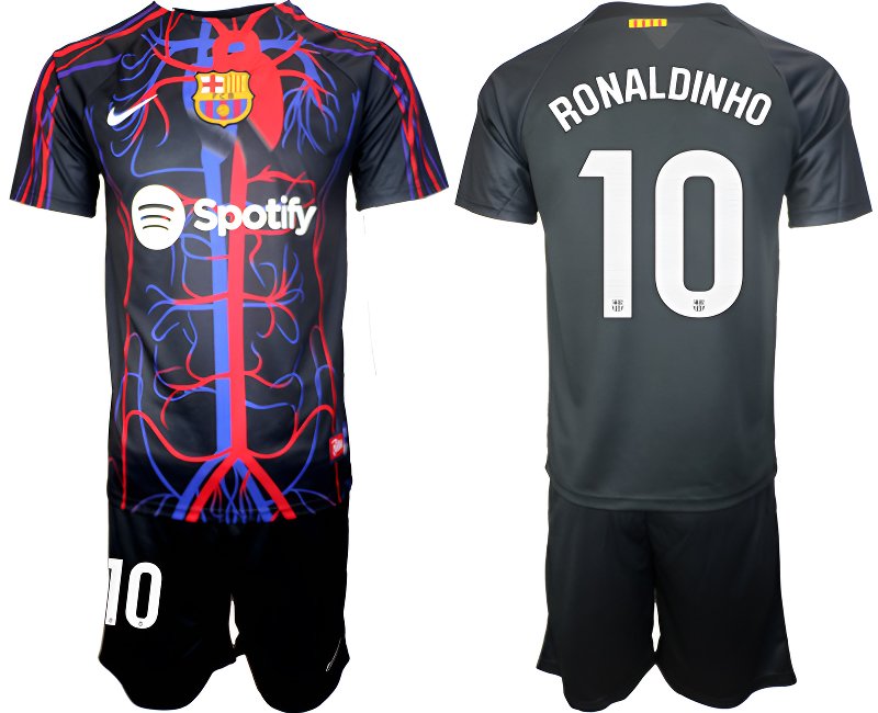 FC Barcelona x Patta Fotbalový Dres Komplet 23/24 Krátký Rukáv - Ronaldinho 10