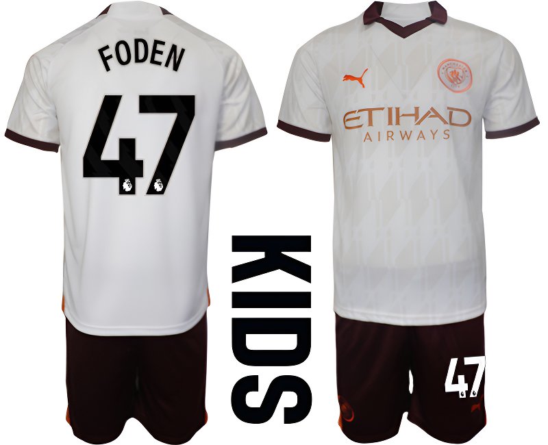 Foden 47 Manchester City Dětské Venkovní dres komplet 2023-24 Krátký Rukáv