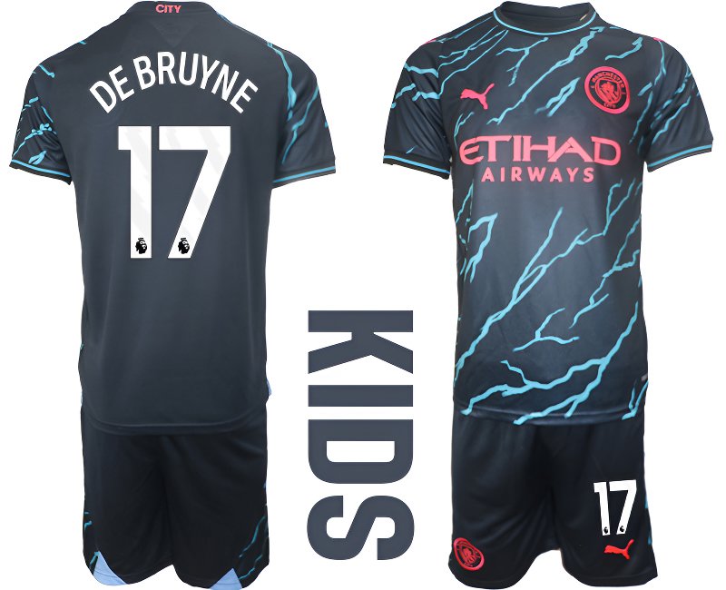 Fotbalové dresy Manchester City De Bruyne 17 Dětské Alternativní Dres 23/24 Krátký Rukáv