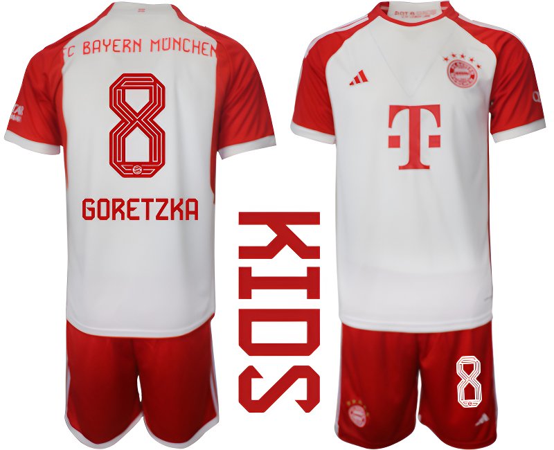 Goretzka 8 FC Bayern Mnichov Dětské Domácí Dres Komplet 2023-2024