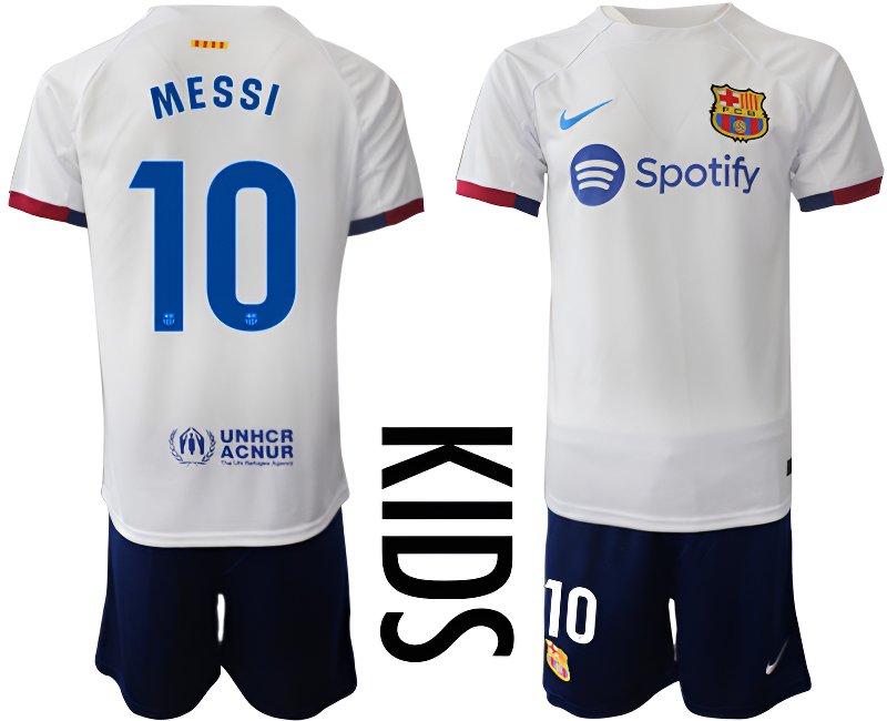 Levné FC Barcelona Messi 10 Dětské Venkovní Fotbalové dresy 2023/24