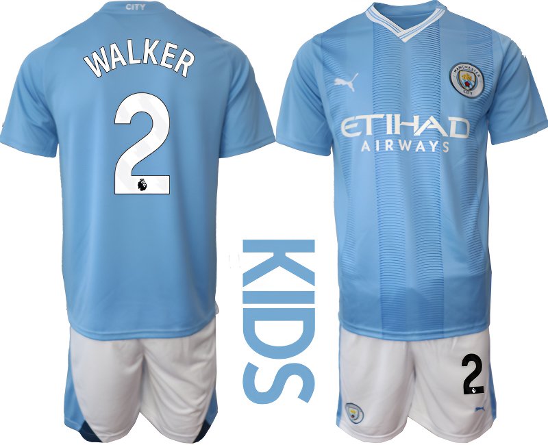 Manchester City Dětské Fotbalové Dresy Komplet 2023-24 Domácí Walker 2