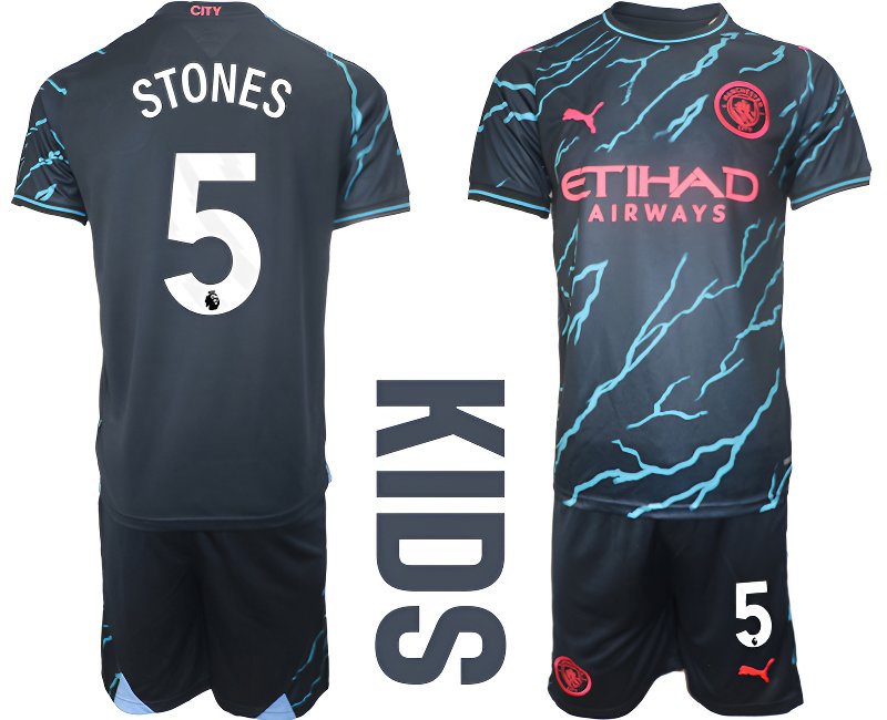 Manchester City Stones 5 Dětské Alternativní dres komplet 2023-24 Krátký Rukáv