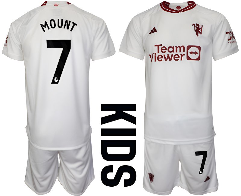 Mount 7 Dětský třetí fotbalový dres Manchester United 2023/24 Krátký Rukáv + trenýrky