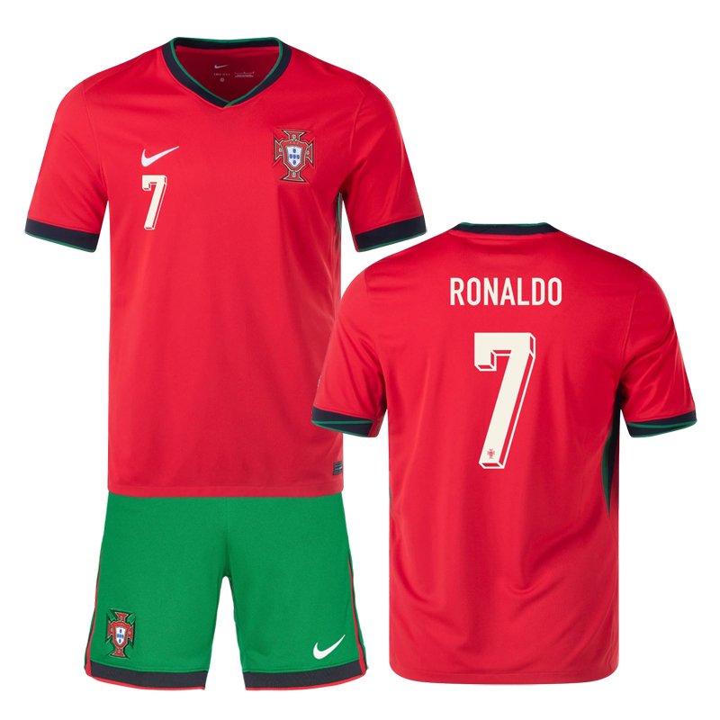 Portugalsko Ronaldo 7 Domácí Dres EURO 2024 Krátký rukáv Fotbalové Dresy