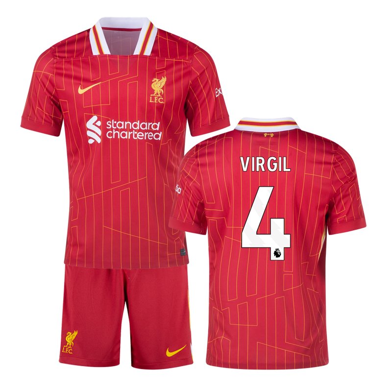 Dětský Fotbalový dres Virgil 4 Liverpool 2024-25 Domácí Krátký Rukáv + trenýrky