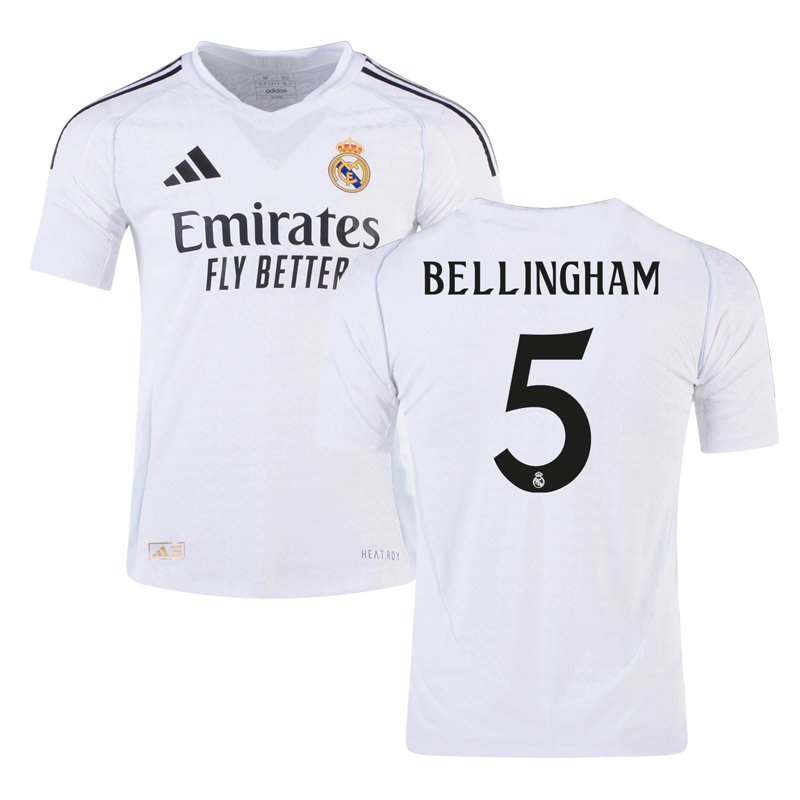 Levně Fotbalové Dresy 24/25 Real Madrid domácí dres + Bellingham 5 potisk