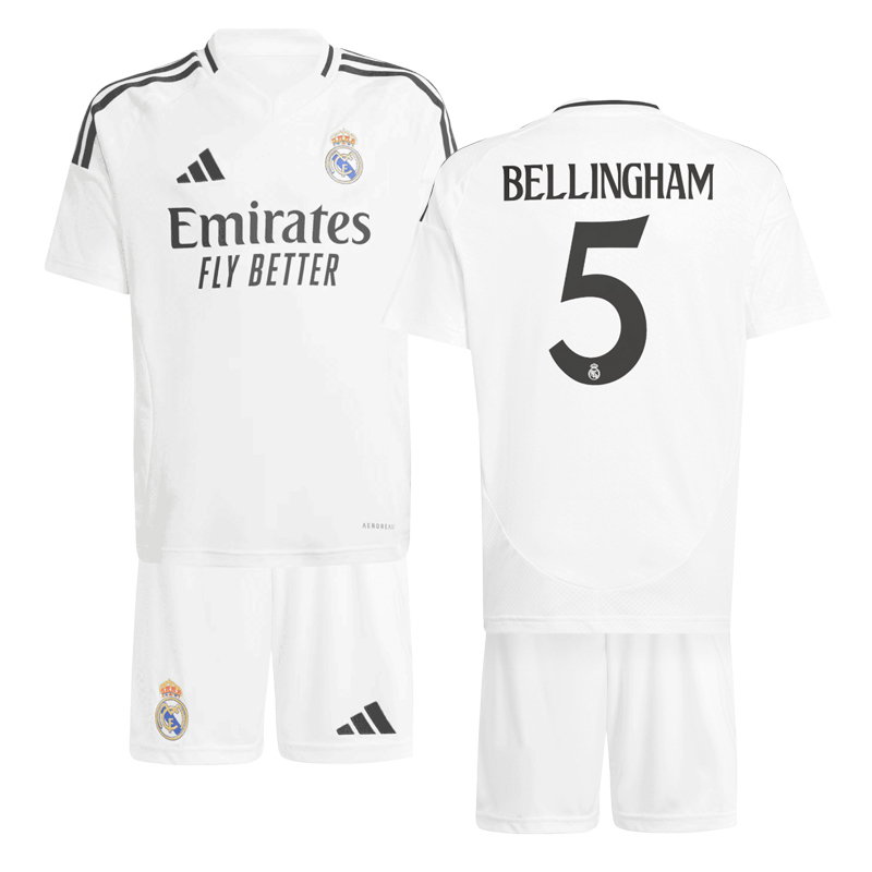 Nový Fotbalový Dresy Real Madrid 24/25 Dětský Domácí Dres s Bellingham 5 Potiskem