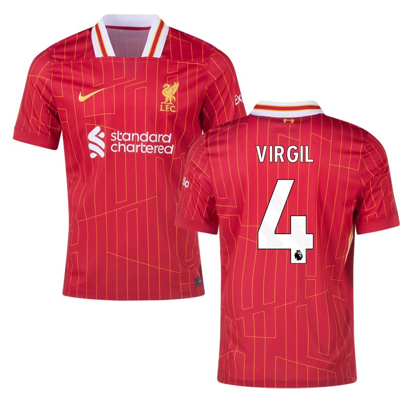 Pánský domácí fotbalový dres 2024/25 Liverpool FC + Virgil 4 potisk