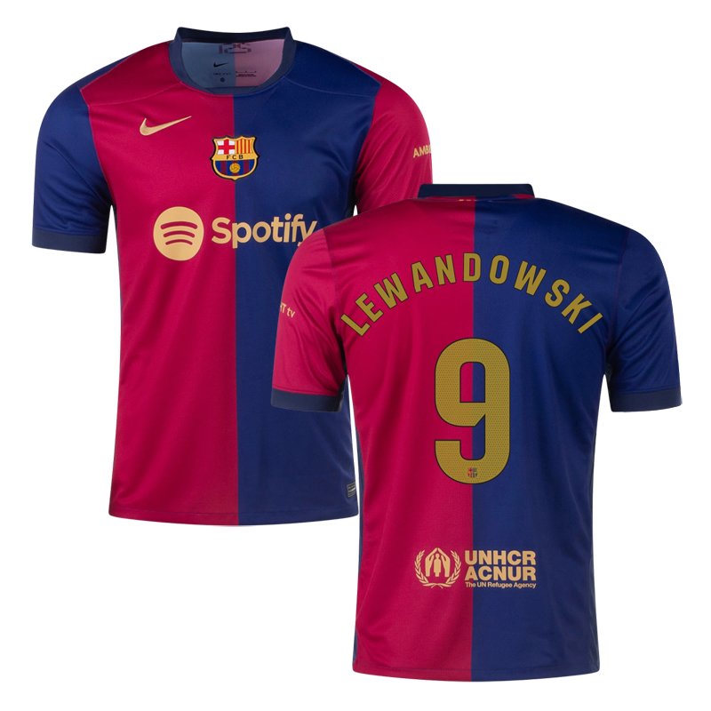 FC Barcelona Lewandowski #9 Domáci futbalový dres 2024-25 Krátky Rukáv