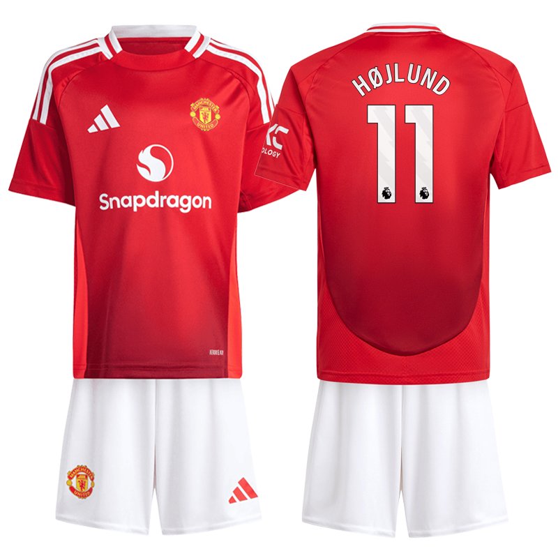 Manchester United Hojlund #11 Dětské Domácí Dres 24/25 Krátký Rukáv + trenýrky