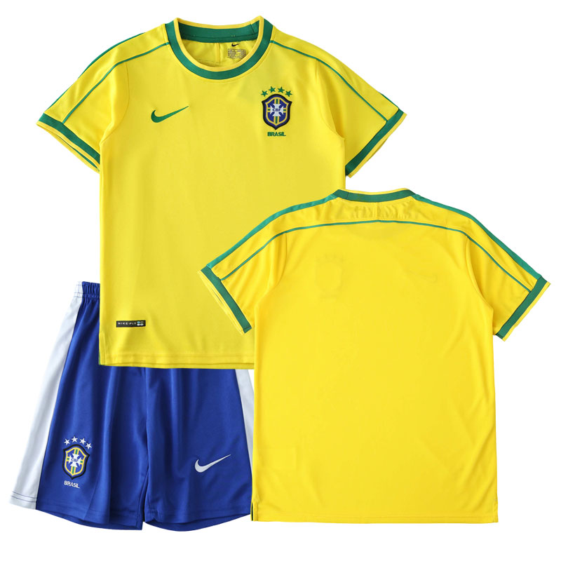 Dětský fotbalový dres Brazília Domácí 1998 žlutý